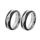 Weissgold / Carbon Trauringe mit Diamant - 1231-1232